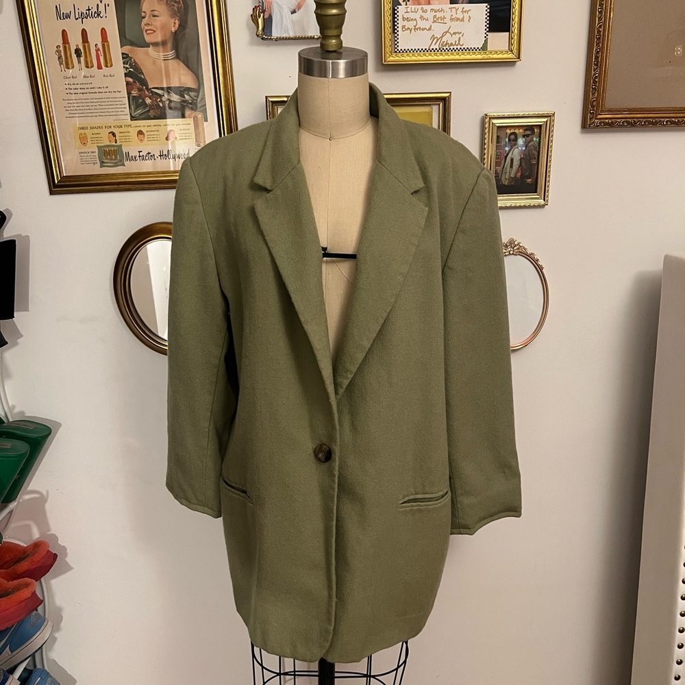 Sag Harbor 100% Wool Blazer - Olive Green